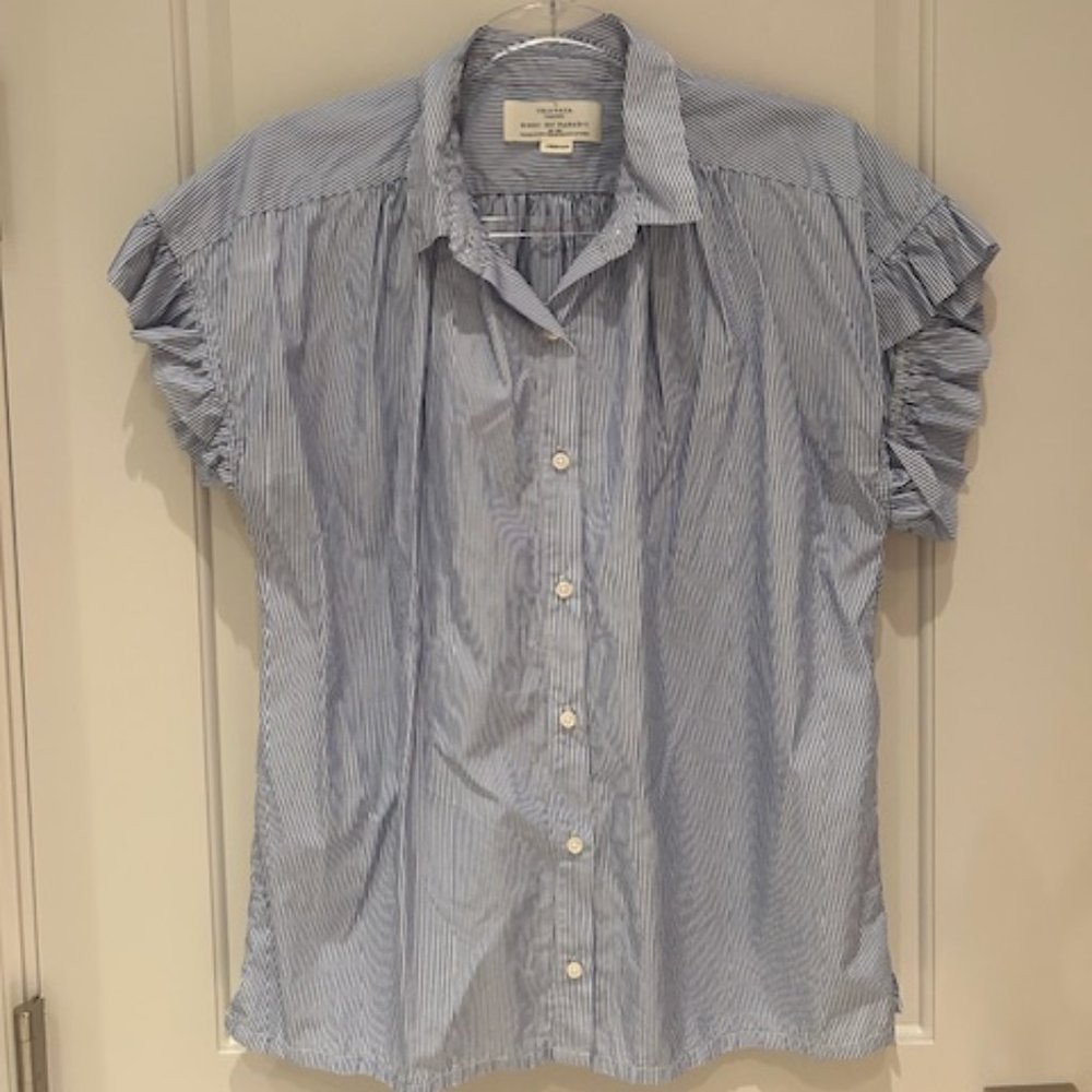 Blue Stripe Short-Sleeve Button-Down Shirt